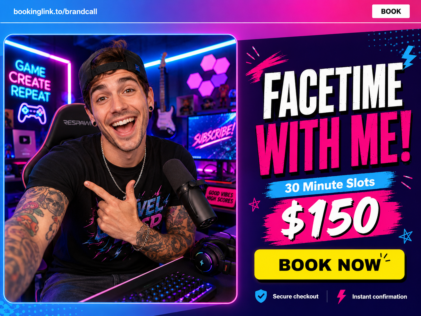 Creator FaceTime booking money link example